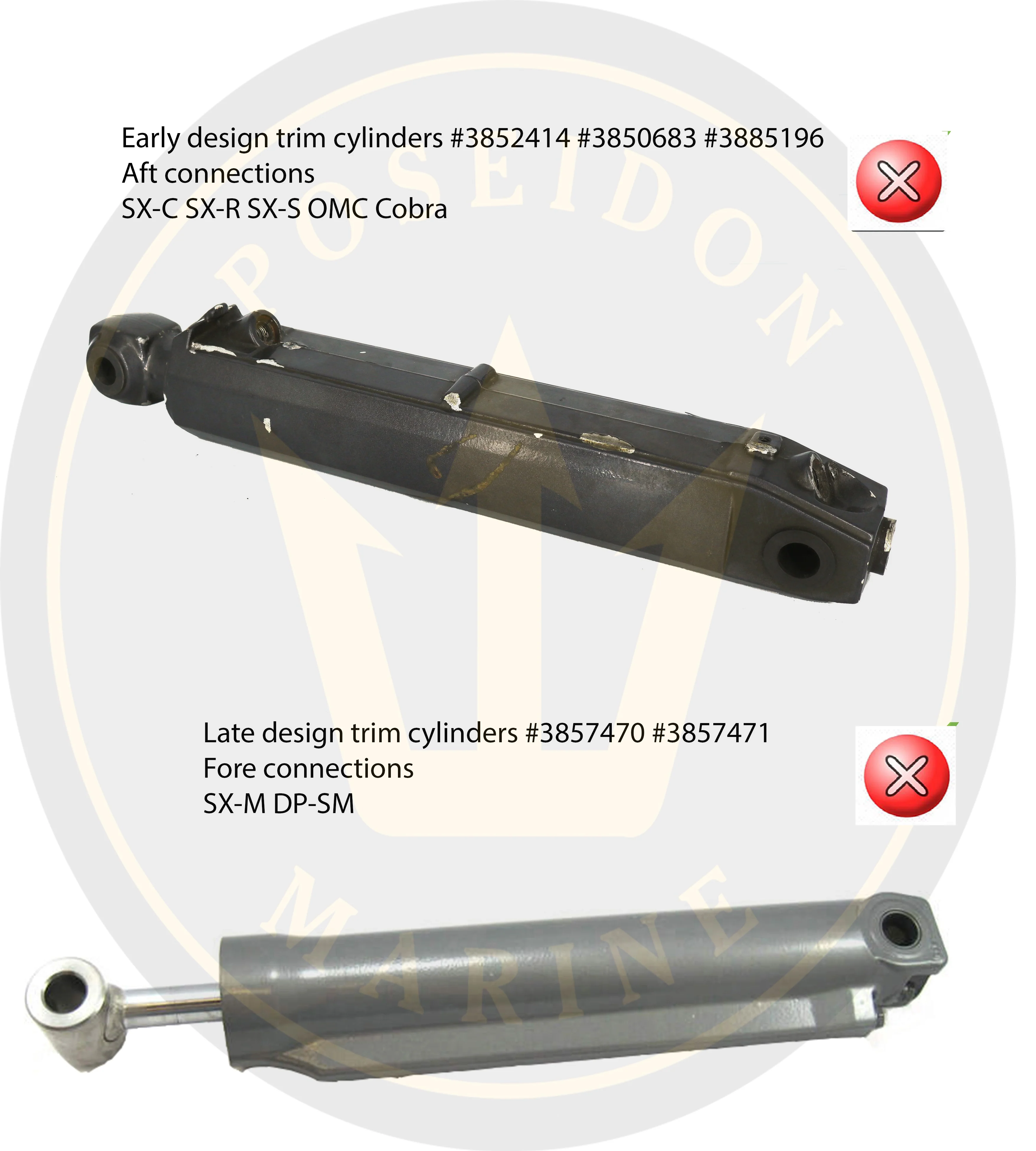 PoseidonMarine® Seal kit power trim Volvo Penta SX-A DPS-A DPS-B hydraulic cylinder 3889954 3889955 3889956 - Image 4