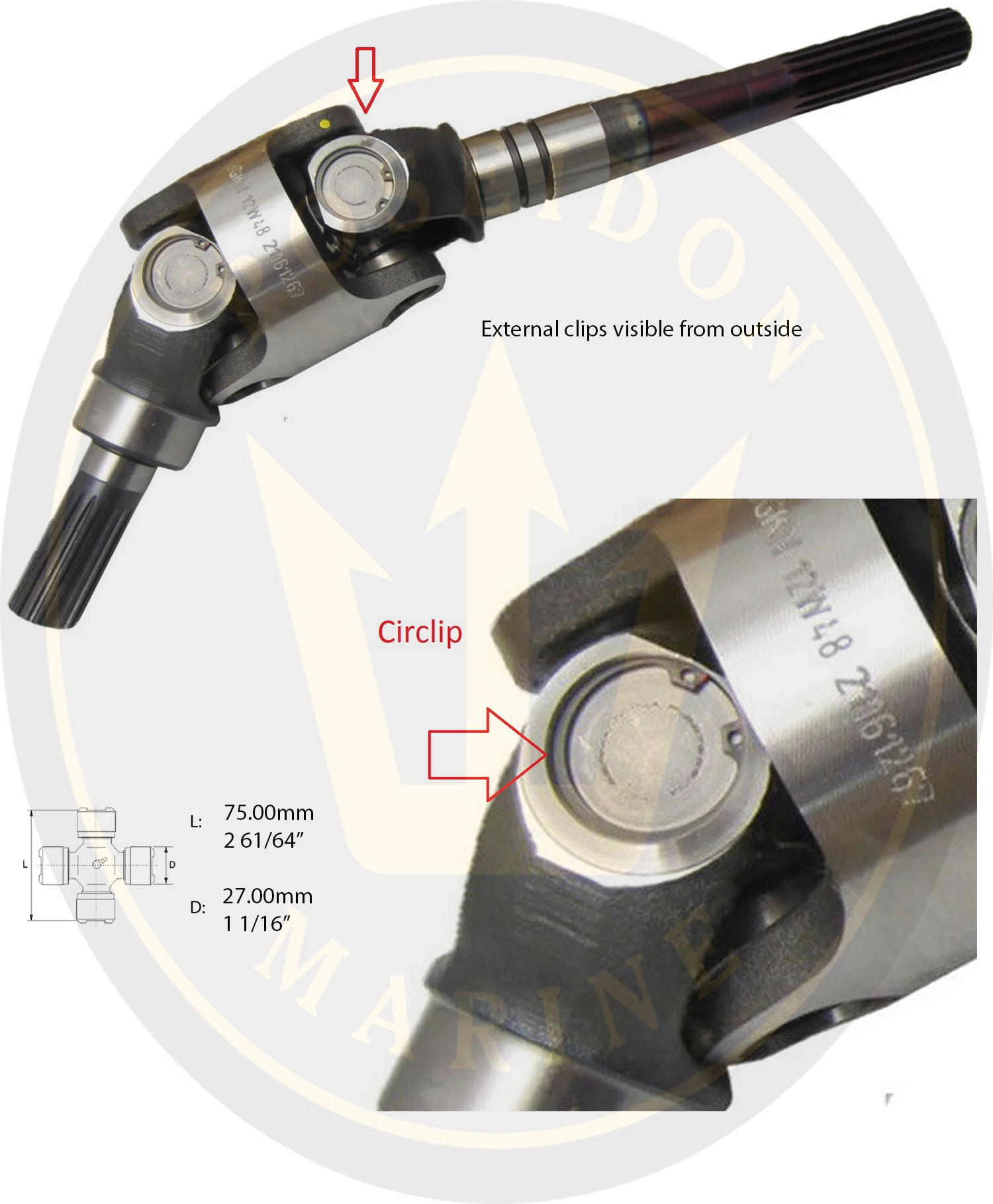 GKN® U-joint Volvo Penta SP-A SP-C DP-A DP-C DP-D DP-E 3860232 854619 - Image 3