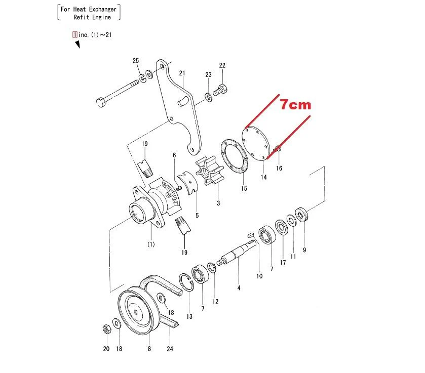 PoseidonMarine® Water pump repair kit Yanmar 2GMF 3GMF pump 124223-42092 121575-42000 - Image 3